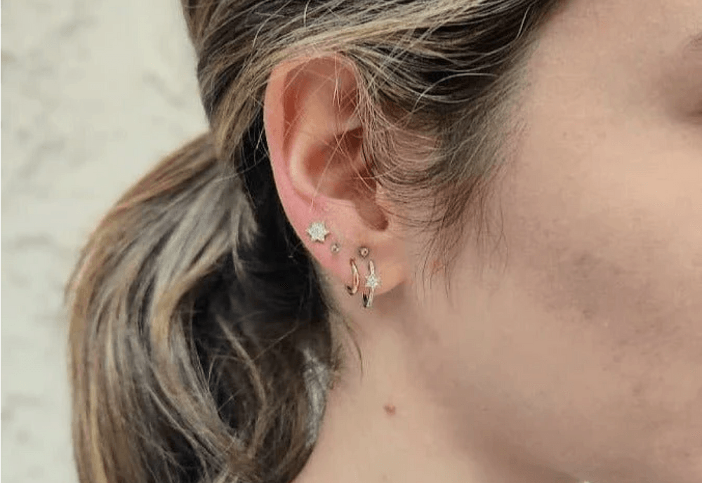 Diamond Pave Jewish Star Earrings 14K