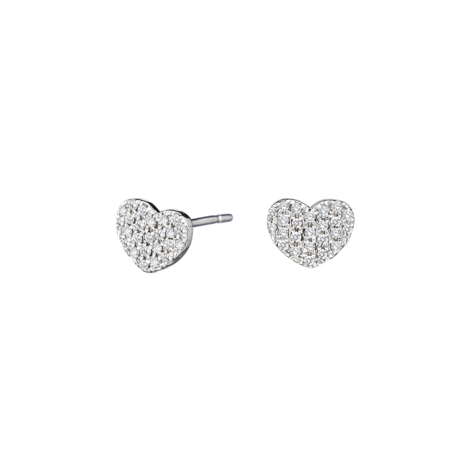 HEART SHAPED EARRINGS WITH DIAMOND SET IN 14K GOLD